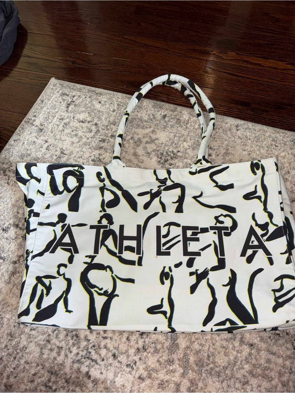 Athleta White Tote with Black & Yellow Abstract Print - Picture 4 of 6